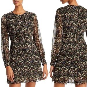 French Connection 6 Hallie Floral Print Ruffle Long Sleeve Mini Dress